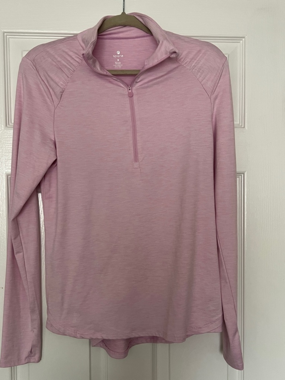 Apana Long Sleeve Half-Zip Yoga Pullover — Light Pink